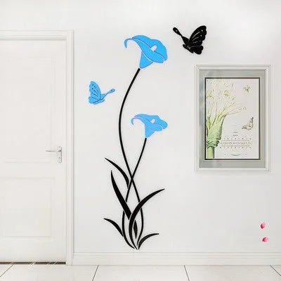Lily 3D acrylic wall sticker in pink colour showing three-dimensional stereo design