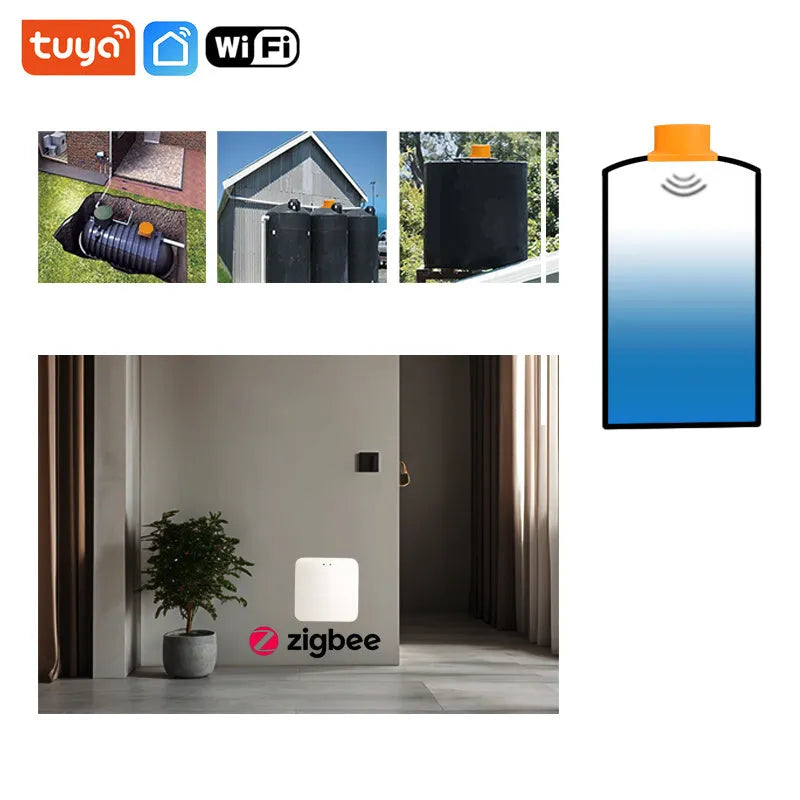 Moray ME201W wireless fluid level monitor and sensor for remote tank tracking via smartphone app.