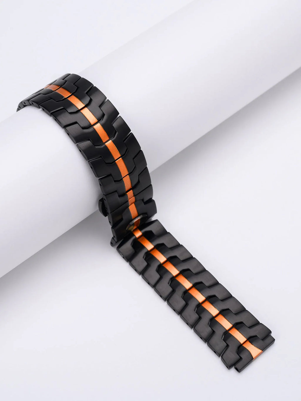 Stainless steel watch band for Samsung Galaxy Watch showing silver and black colour options with universal 20mm/22mm sizing