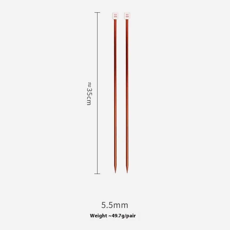 Set of lengthened crochet hooks with protective caps, showing multiple sizes from 2.0mm to 10.0mm for knitting and crochet.