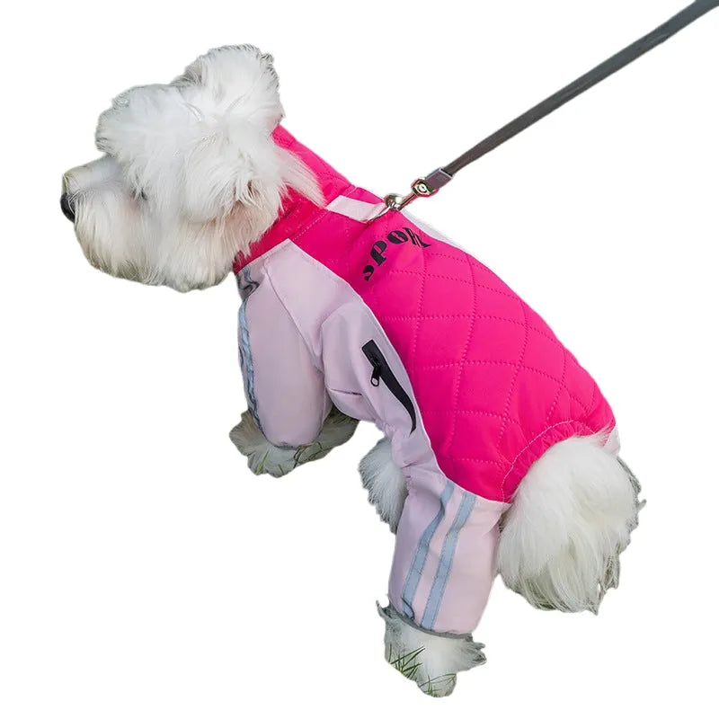 Autumn winter dog down jacket with fleece lining for small medium dogs in red and yellow colour options