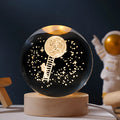Crystal ball decorative lamp projecting starry sky pattern on wooden base desktop night light