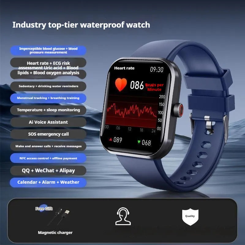Smart Bluetooth call sports bracelet with TFT screen, black plastic, health monitoring features
