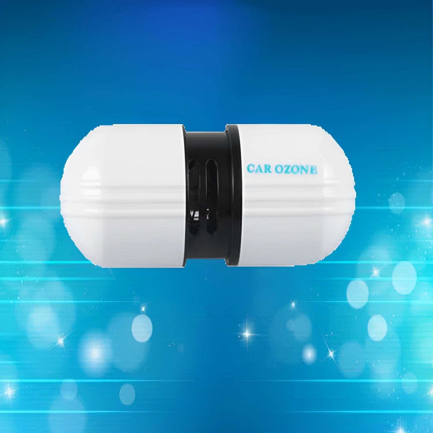 White compact car air purifier deodorizer 75x30x26mm 12V ABS