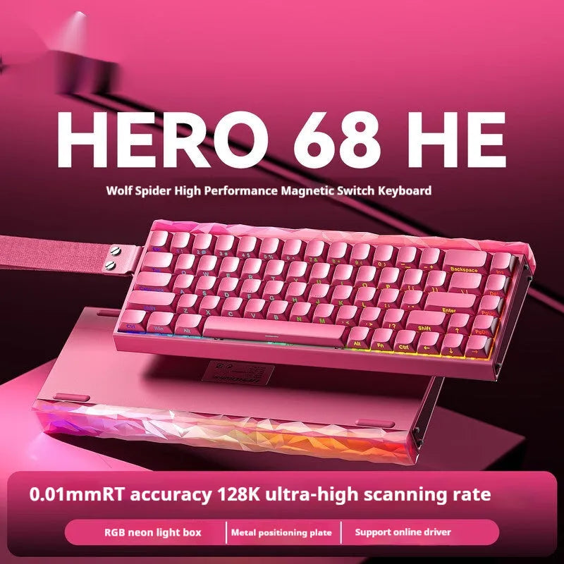 Magnetic axis mechanical keyboard with RGB lighting and engraved side designs