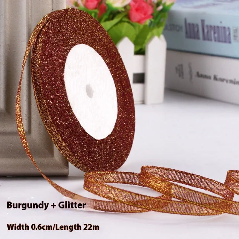 Polyester gift packaging ribbon roll in selected colour, 0.6cm wide decorative band
