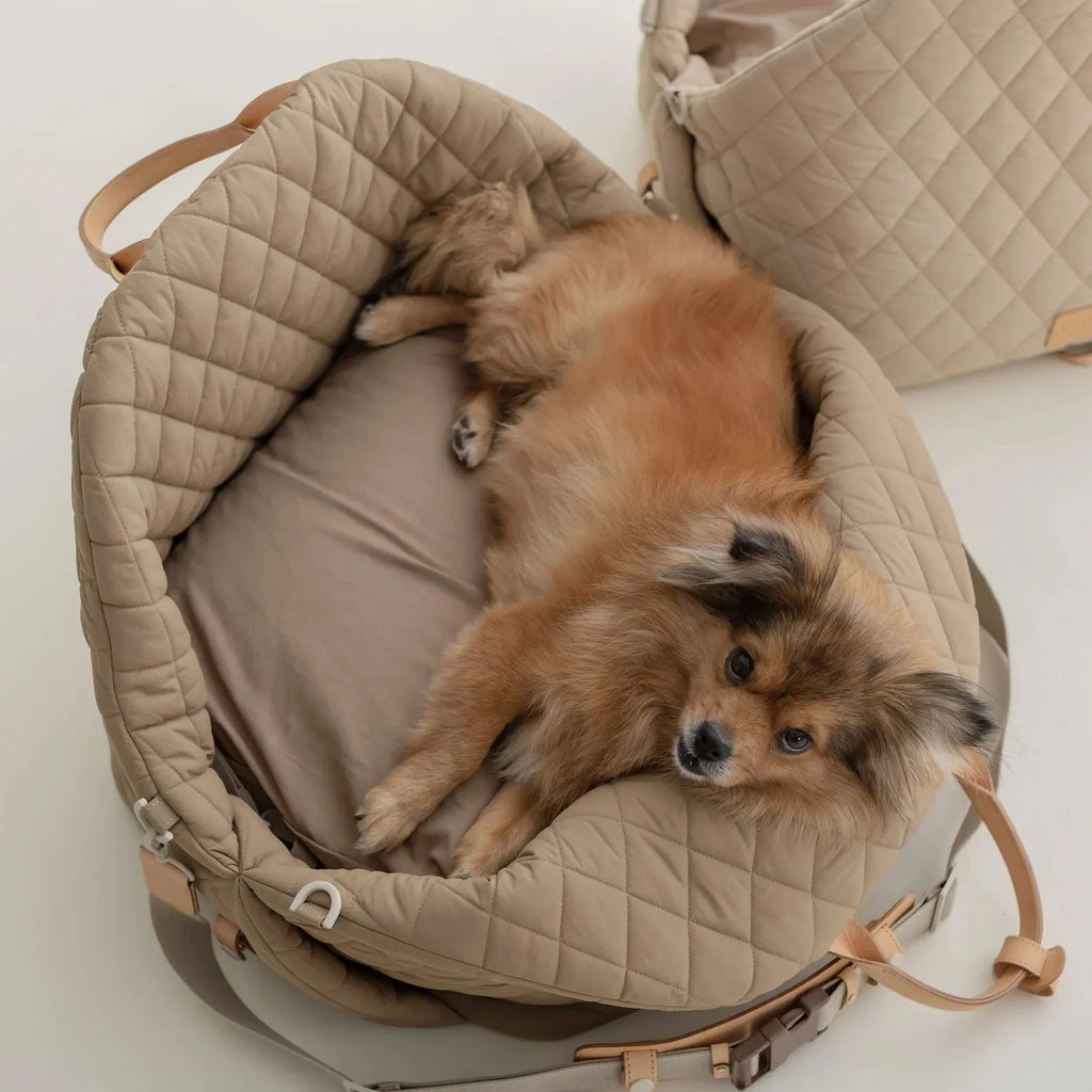 Removable nylon waterproof pet bag in khaki, grey green, pink, beige or black, large 45x34x38cm and small 45x22x34cm