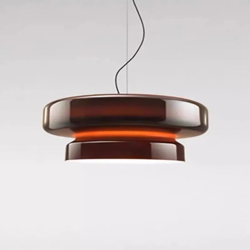 Modern square glass chandelier with warm light in milky white, brown, green, or purple options for bedroom or bar ceiling installation.