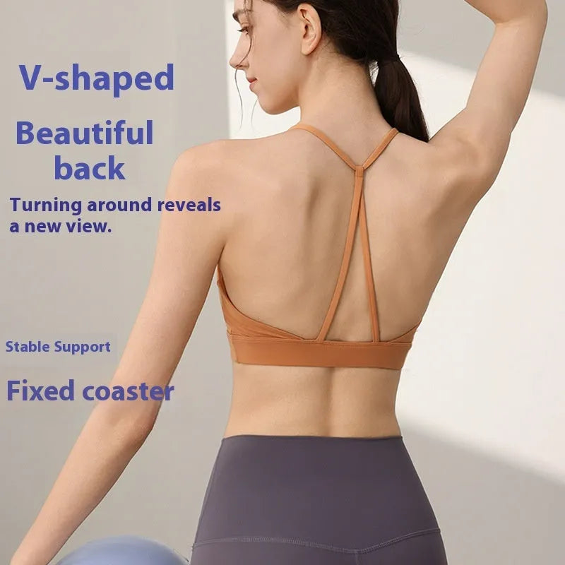 Women's nylon sports vest with fixed double shoulder straps in various colours for running and workout activities
