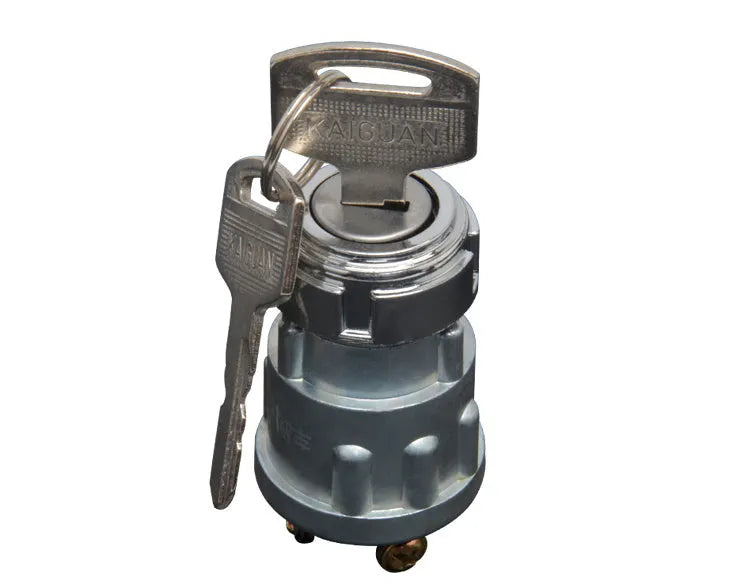 Pure copper vehicle ignition switch with key for trucks and forklifts.