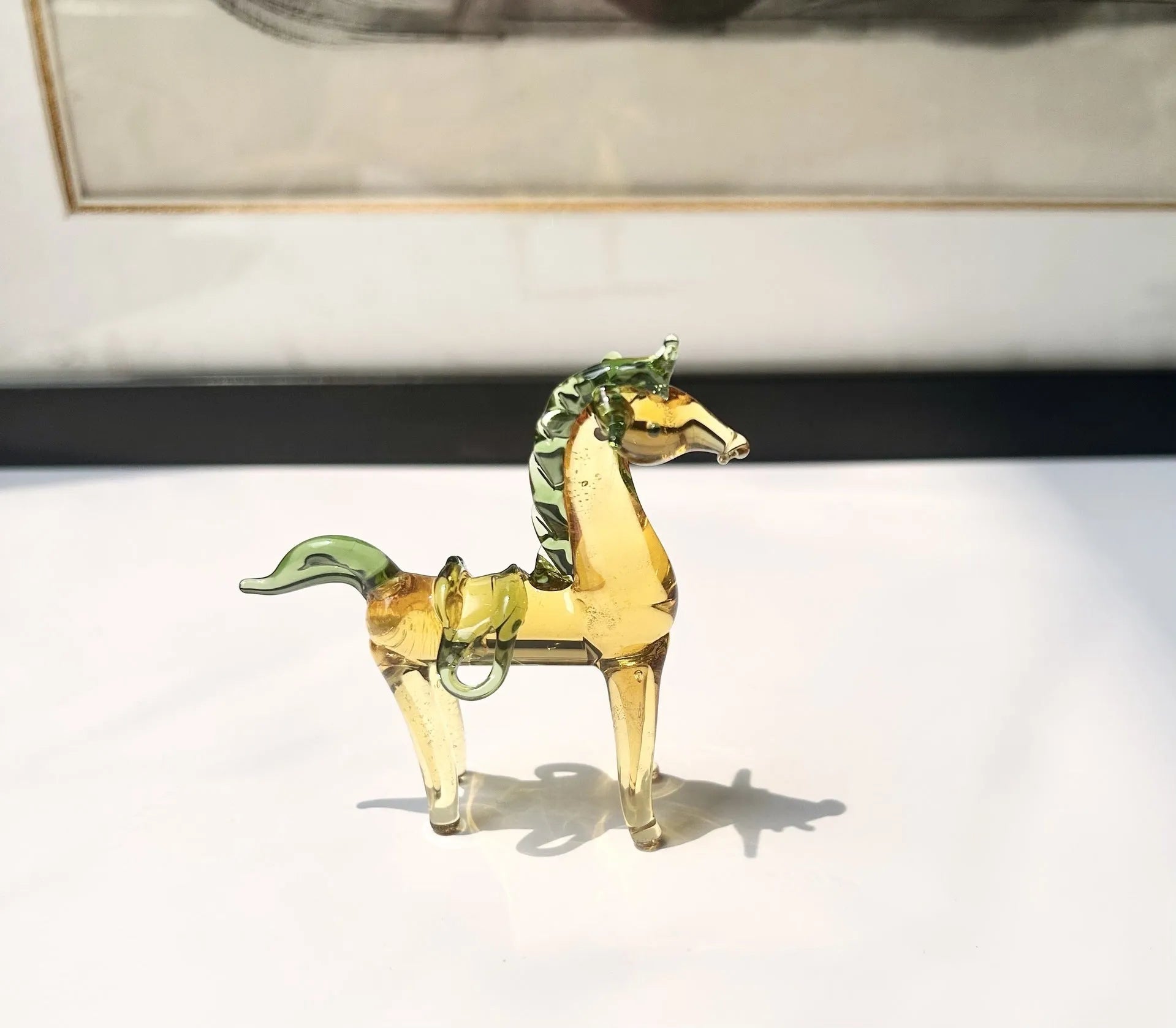 Glazed horse office decoration in modern minimalist style with coloured glaze construction