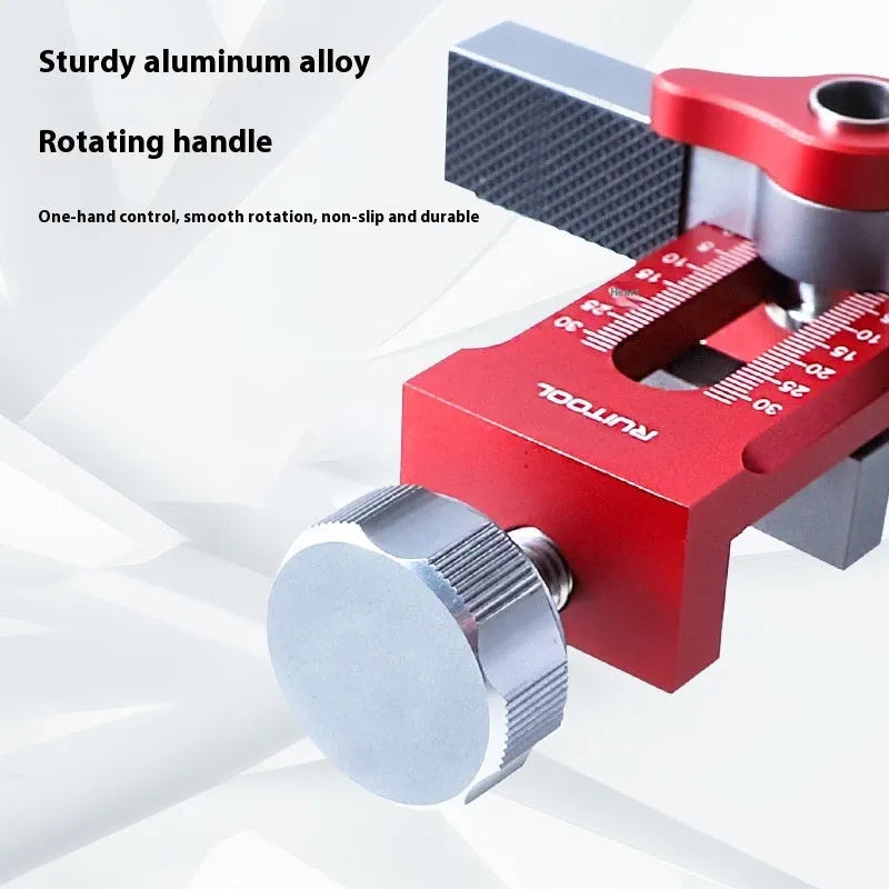 Aluminium alloy cabinet door installation aid tool for woodworking with 10mm drill bit.