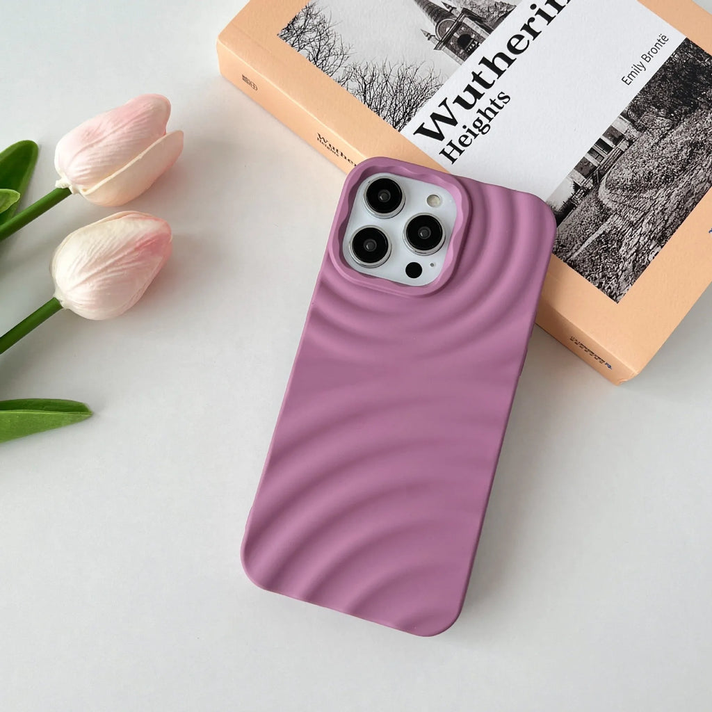 Creative water ripple TPU phone case for iPhone with anti-fingerprint finish in corrugated black