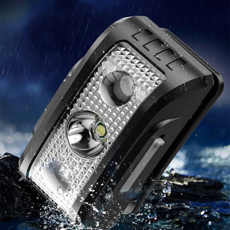 Special fishing charging headlamp with super bright LED, ABS housing, USB rechargeable, 450mAh battery, compact 5.6x3x2.5cm