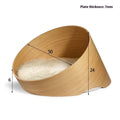 Solid wood round indoor cat cattery bed with 35cm or 50cm diameter, natural wood colour