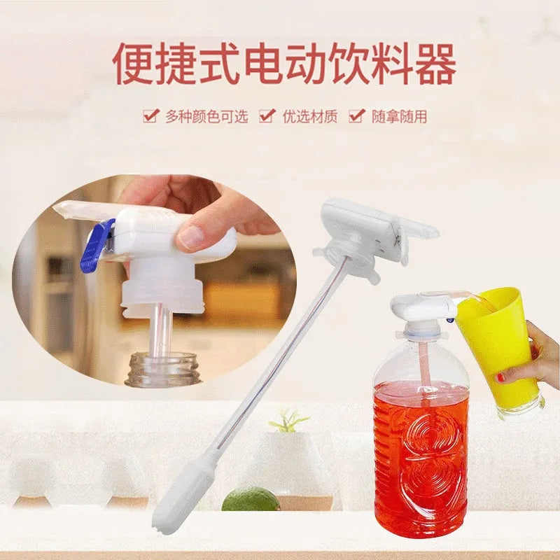 Manual electric pumping water device with blue pressure handle and PP silicone straw for dispensing beverages.