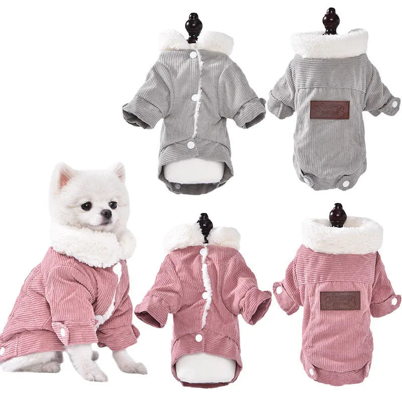 Lambswool grey dog vest with wool lining for autumn and winter wear.