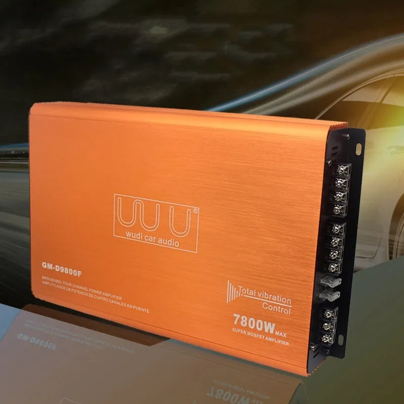 Car four-way power amplifier 7800W 4-channel audio aluminium alloy chassis 2.7kg