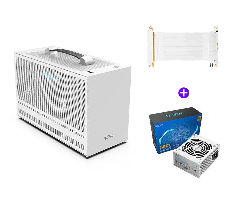 ITX desktop computer chassis in tin-plated steel with upper power supply position