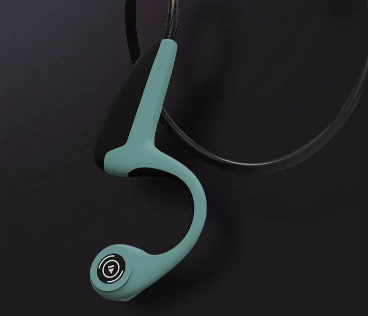 Over ear sports waterproof headphones in gray, blue, and green with Bluetooth 5.0