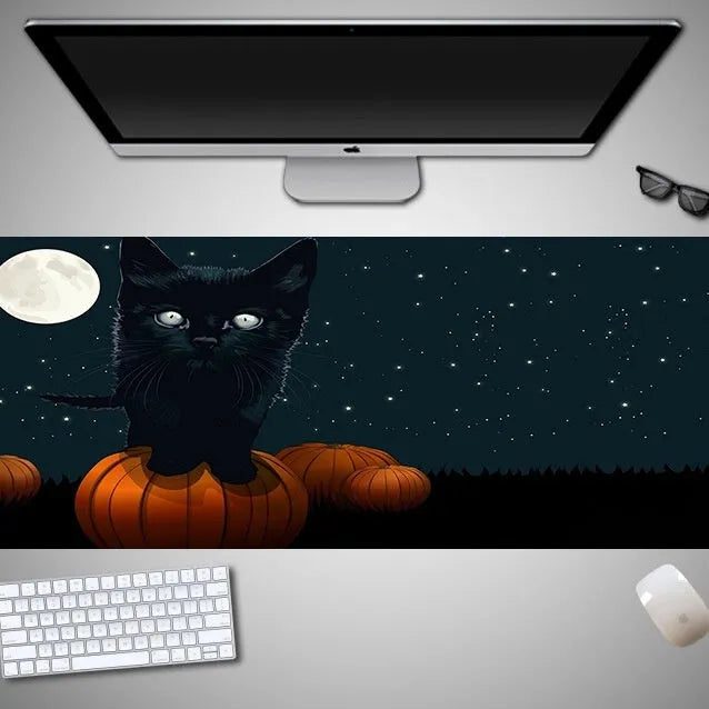 Oversized Halloween mouse pad with spooky design on rubber cloth material