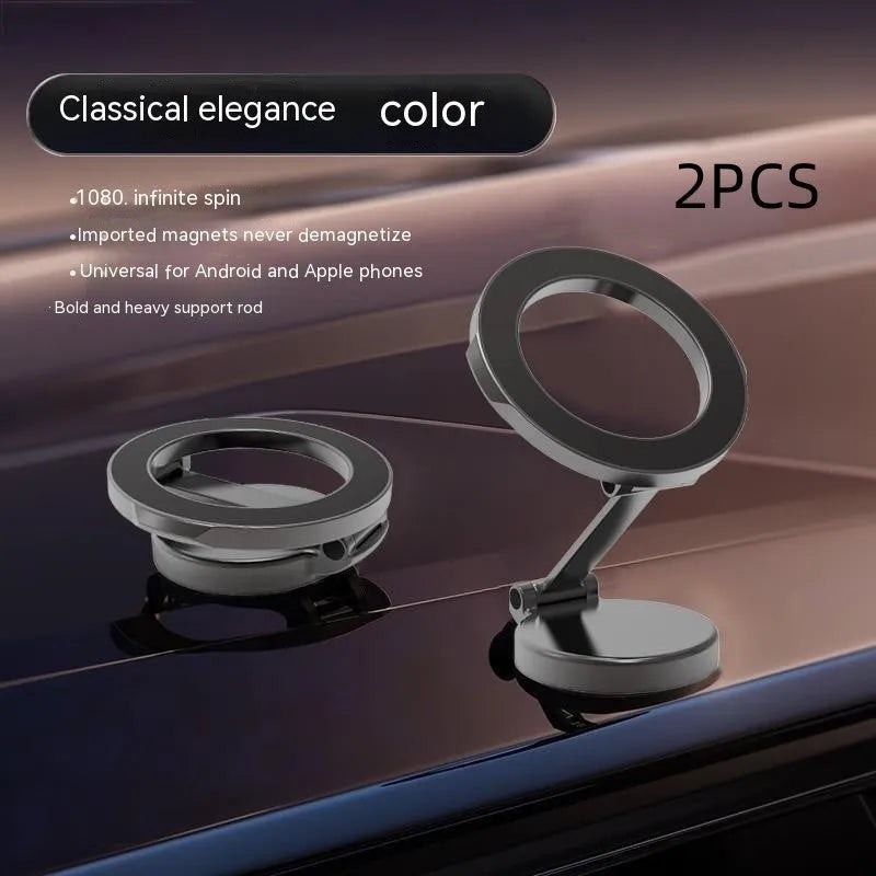 All-metal magnetic car phone mount in Qian colour with foldable dashboard holder design