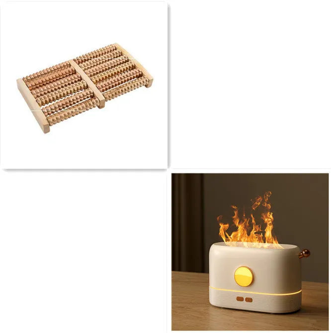 USB desktop humidifier with simulation flame effect and 200ml water tank in black, green or white colours