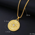 Gold geometric alloy pendant necklace with inlaid diamond-treated zirconia stones.