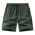 European size men's athletic shorts in black polyester, straight-leg summer sports shorts