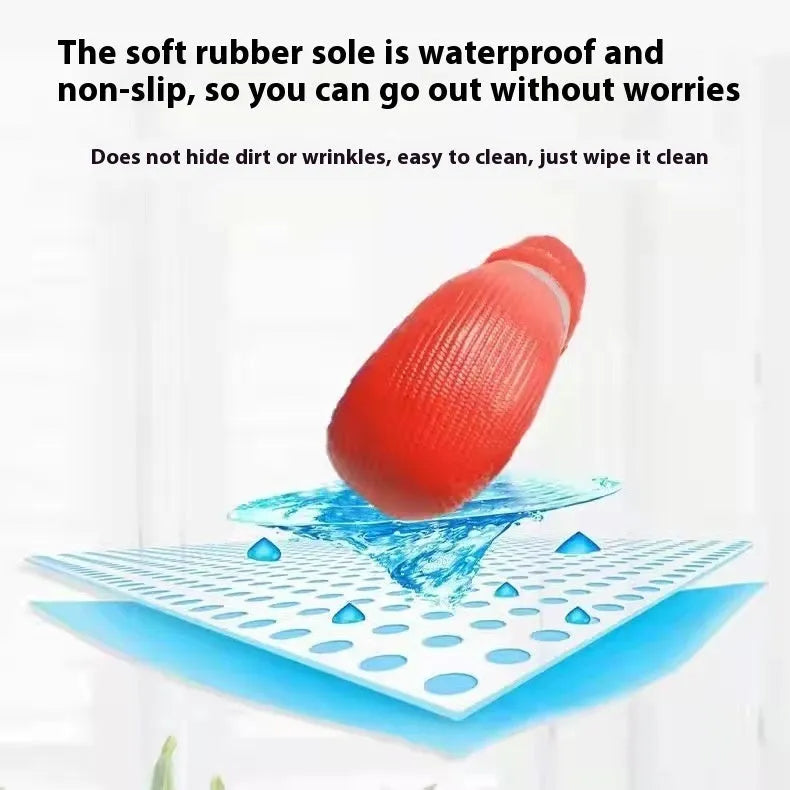 Pair of soft-bottom dog shoe covers in blue, red, or black with waterproof non-slip knitted glue sole, sizes S to XL