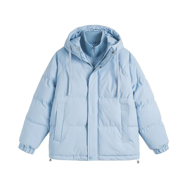 Loose fake two-piece winter coat in beige with side seam pockets