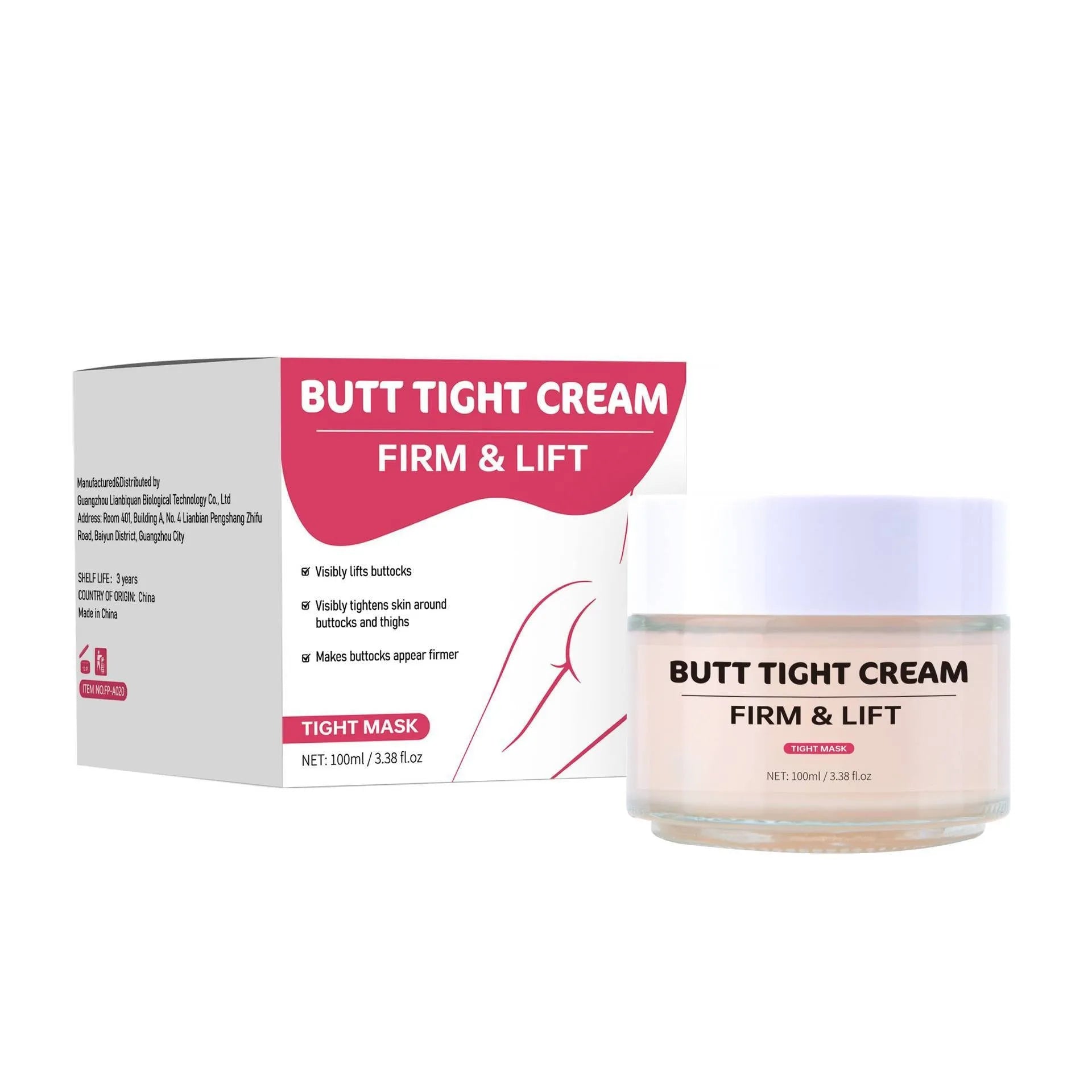 100ml jar of Hip Tightening Cream with nourishing and firming formula for body contouring