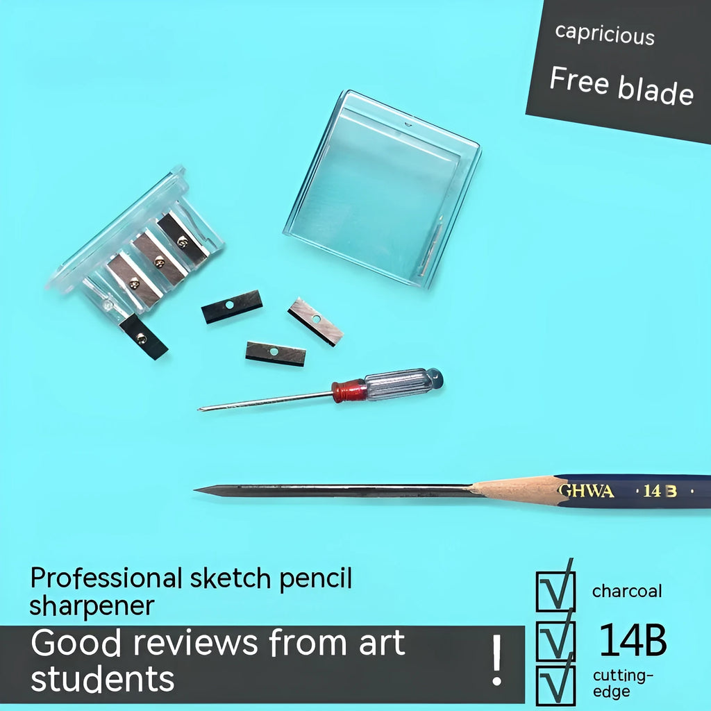 A boxed set containing 288 geometric-shaped, four-hole plastic pencil sharpeners for colouring and sketching.