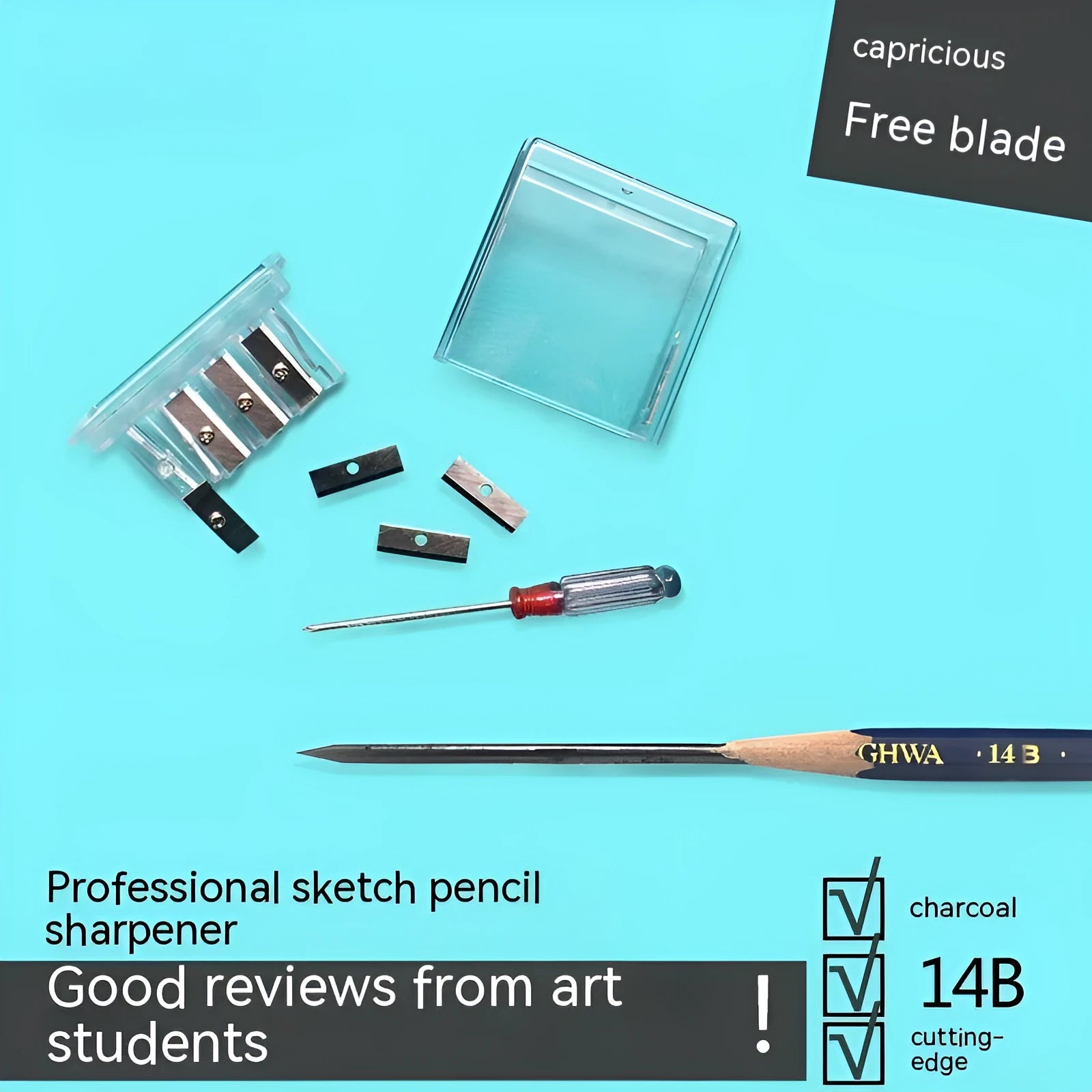 A boxed set containing 288 geometric-shaped, four-hole plastic pencil sharpeners for colouring and sketching.