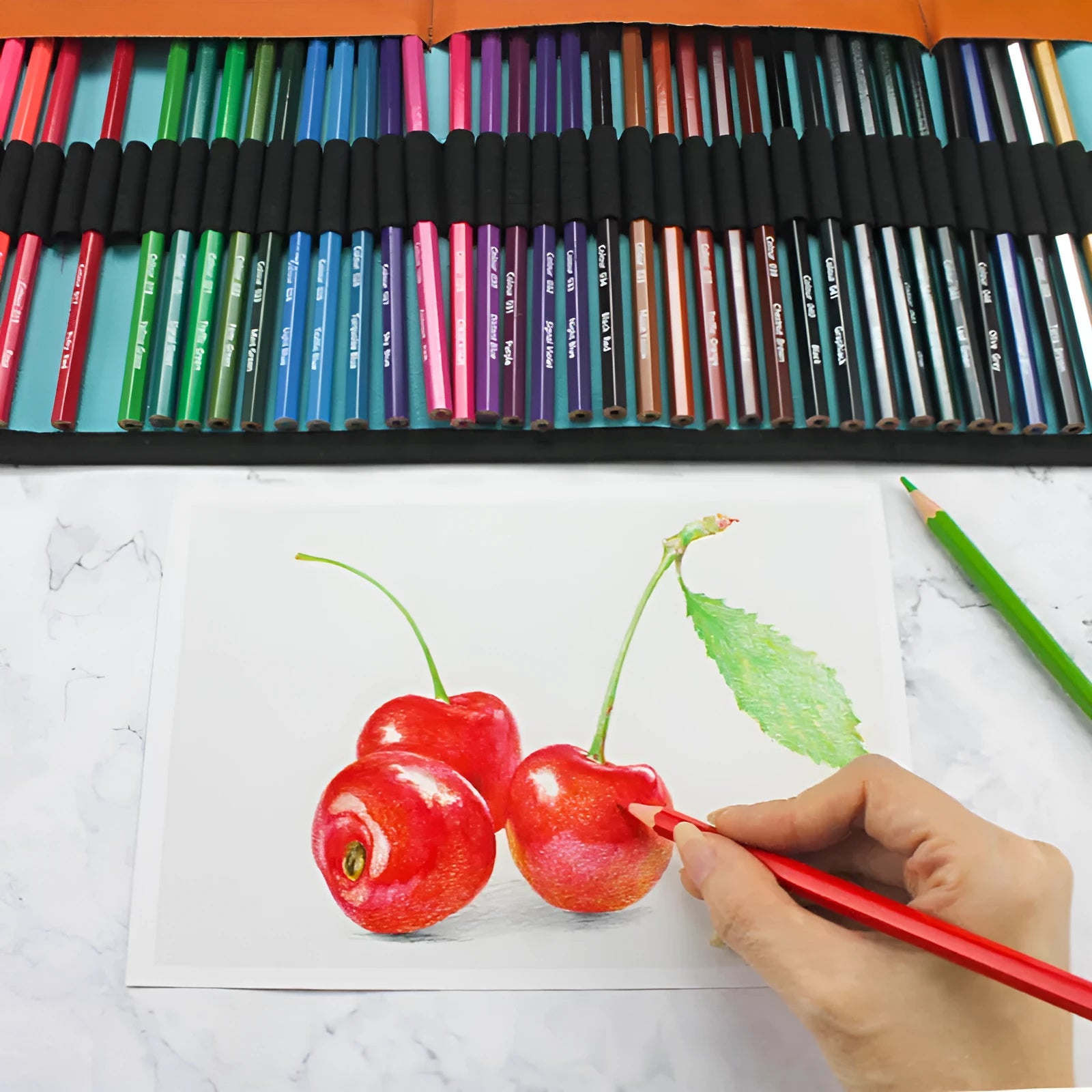 50 wooden coloured pencils in basswood construction with protective storage case for oil pastel artwork
