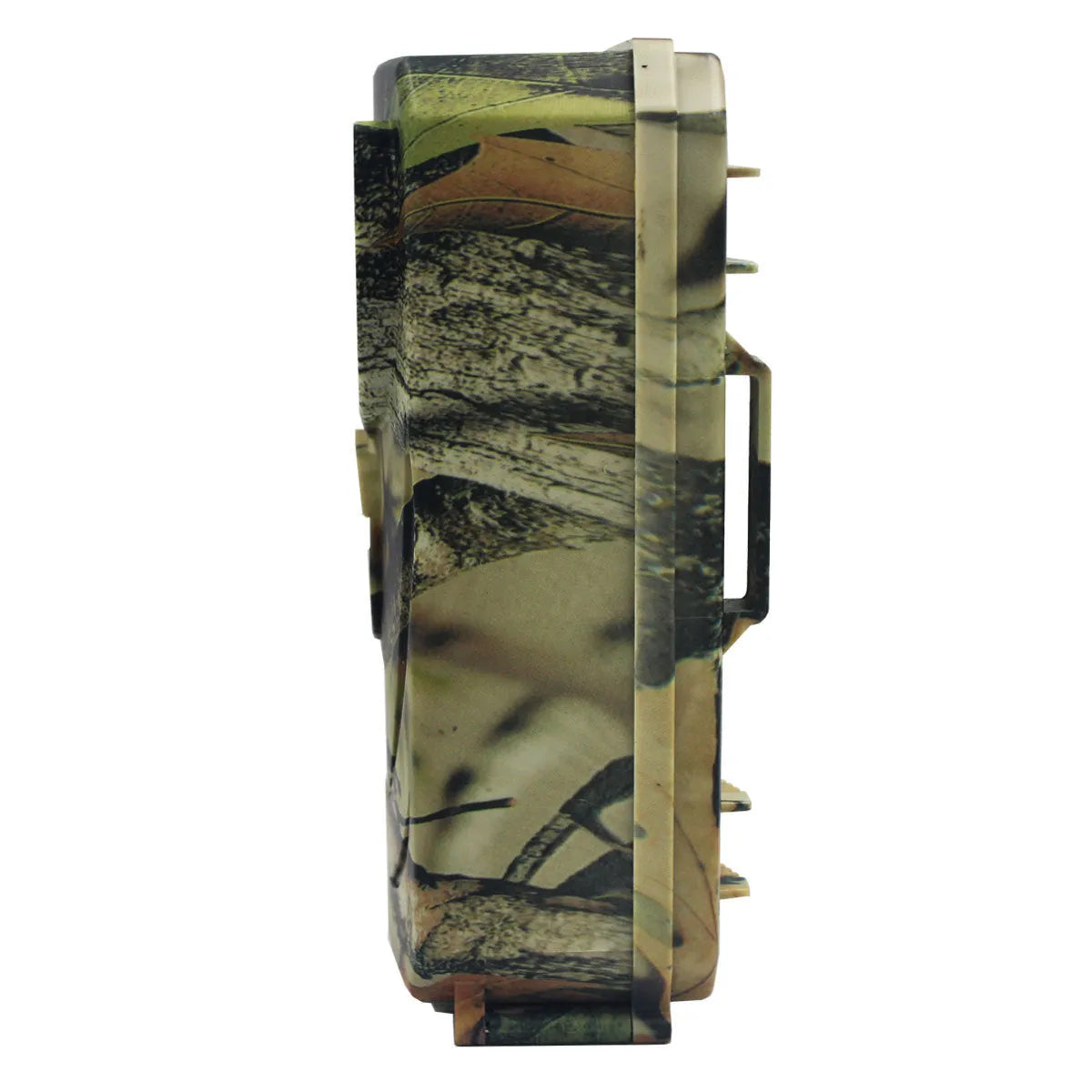 Yellow brown hunting game camera with infrared sensors and compact plastic housing