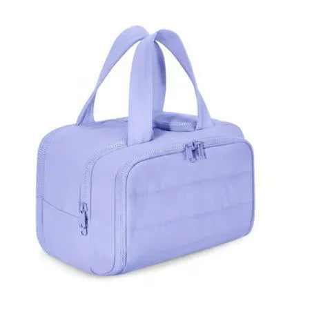 Large lightweight polyester travel toiletry bag with wide open compartment in multiple colour options