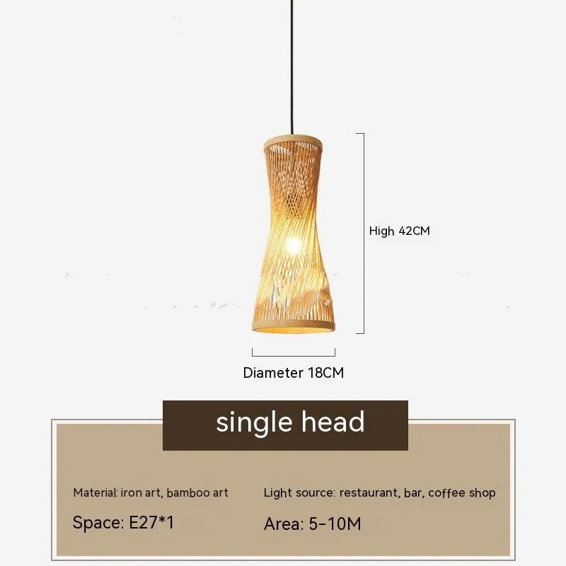 Japanese new Chinese style bamboo artwork chandelier, 220V suspension wire pendant with 17cm white or black accessory and black disc or 70cm straight plate options