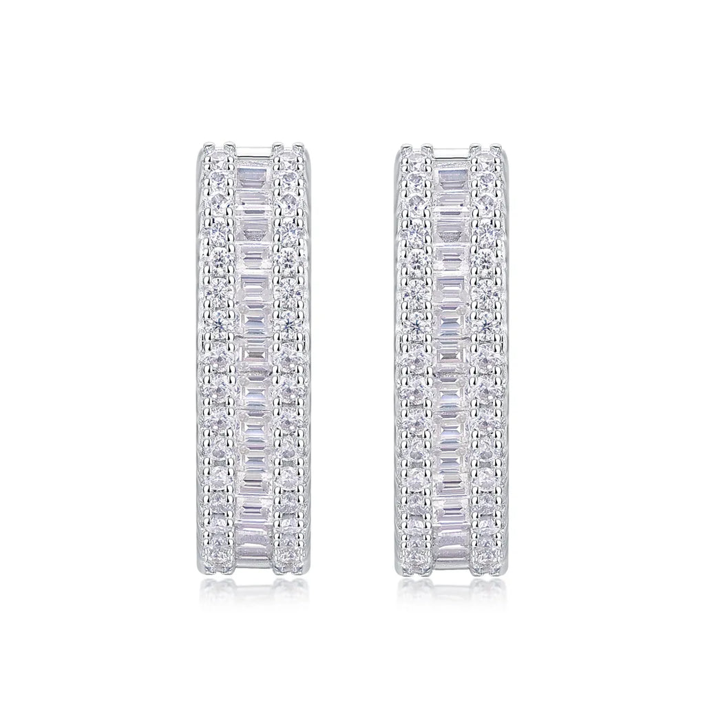 Moissanite stud earrings in S925 silver with platinum plating, 4g pair, gold, platinum or rose gold, gift box