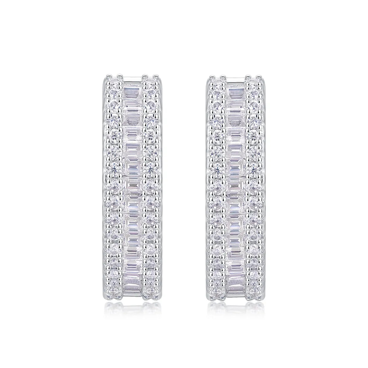 Moissanite stud earrings in S925 silver with platinum plating, 4g pair, gold, platinum or rose gold, gift box