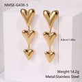 Women's 18K electroplated stainless steel heart-shaped drop earrings in colour NMSE-G438-5