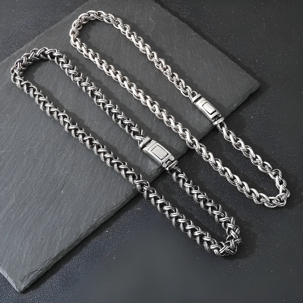 Men's titanium steel keel chain necklace in punk style with large geometric links