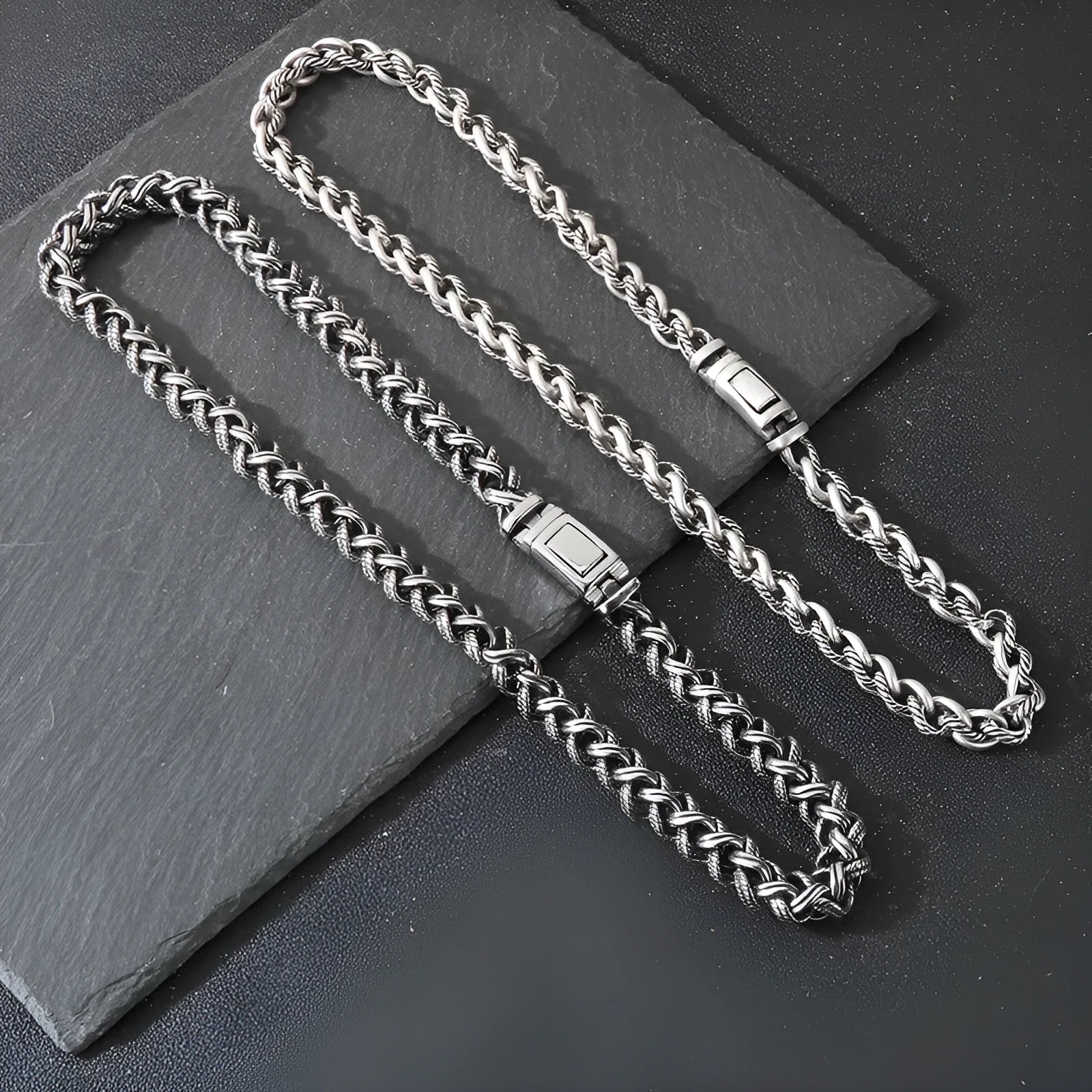 Men's titanium steel keel chain necklace in punk style with large geometric links