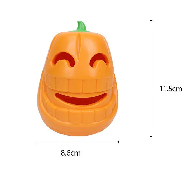 Halloween pumpkin shaped interactive dog chew toy with treat dispensing funnel
