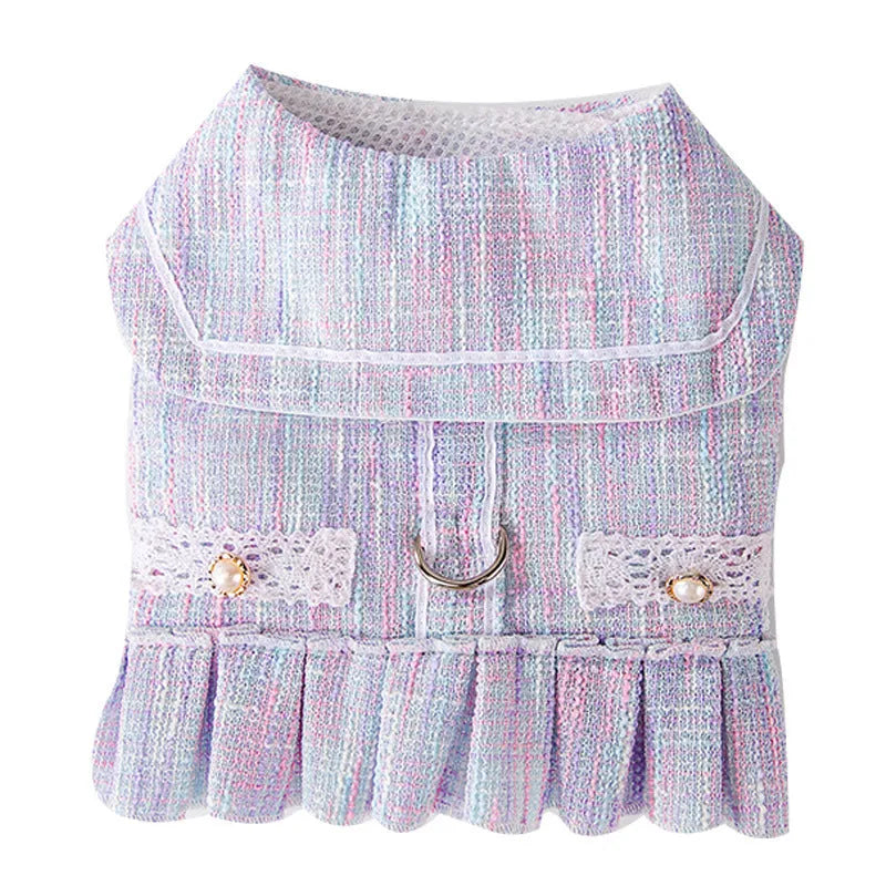 Salem purple and A & L pink polyester pet clothing for a cat or small dog in sizes S, M, L, and XL.