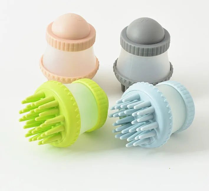 Multifunctional pet bathing brush with silicone TPR bristles in pink, 11.8x7.8cm, for dogs and cats
