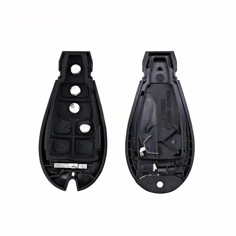 Dodge Chrysler smart key fob replacement shell in ABS plastic with brass fittings, showing dimensions 85mm by 42mm.