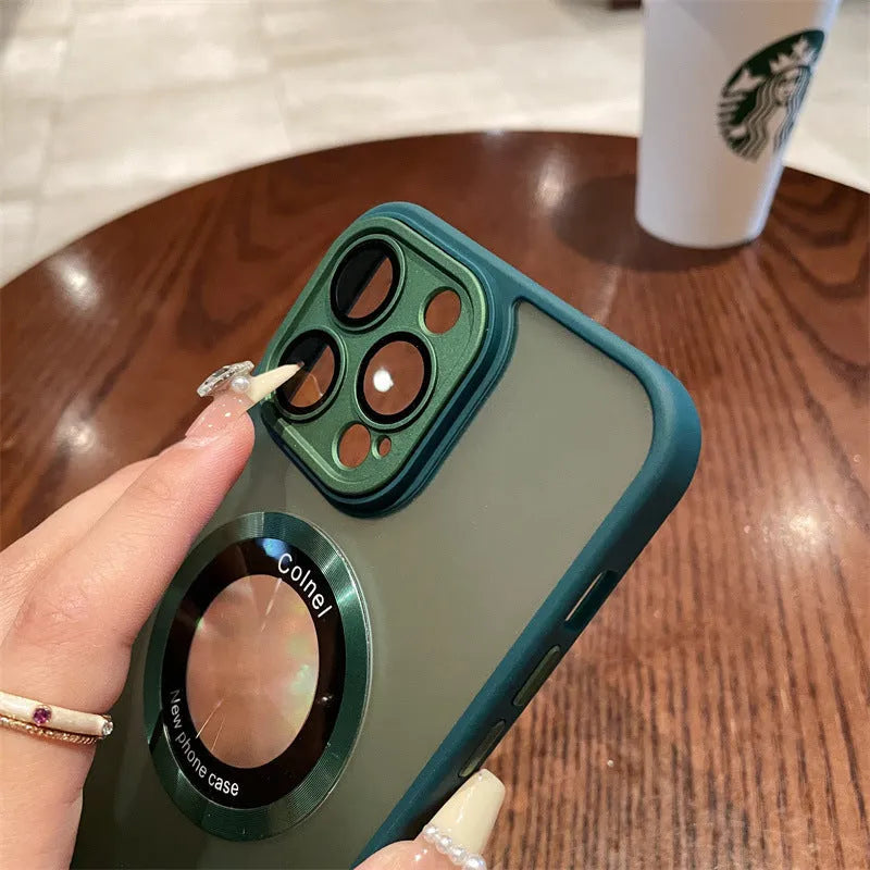 Magnetic suction phone case for iPhone 15 with frosted finish in blue colour showing shockproof PC construction