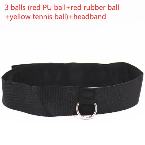 Head-mounted boxing reaction training ball set showing multiple coloured balls and adjustable headbands.