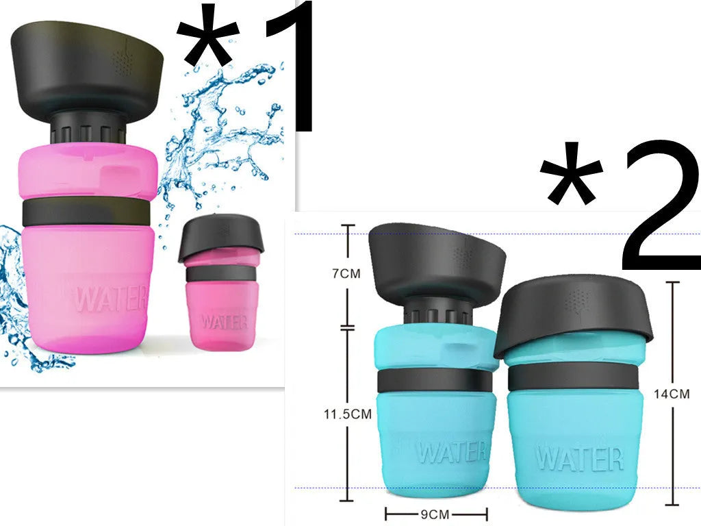 New improved creative silicone pet water bottle 520ml in sky blue with squeeze cap for dogs